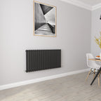Aver-Growth- Designer Horizontal 600x1180mm Single Black Oval Column Radiator