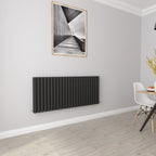 Aver-Growth- Designer Horizontal 600x1416mm Double Black Oval Column Radiator