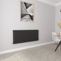 Aver-Growth- Designer Horizontal 600x1416mm Single Black Oval Column Radiator