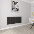 Aver-Growth- Designer Horizontal 600x1416mm Single Black Oval Column Radiator