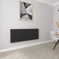 Aver-Growth- Designer Horizontal 600x1593mm Double Black Oval Column Radiator