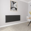Aver-Growth- Designer Horizontal 600x1593mm Single Black Oval Column Radiator