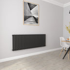 Aver-Growth- Designer Horizontal 600x1593mm Single Black Oval Column Radiator