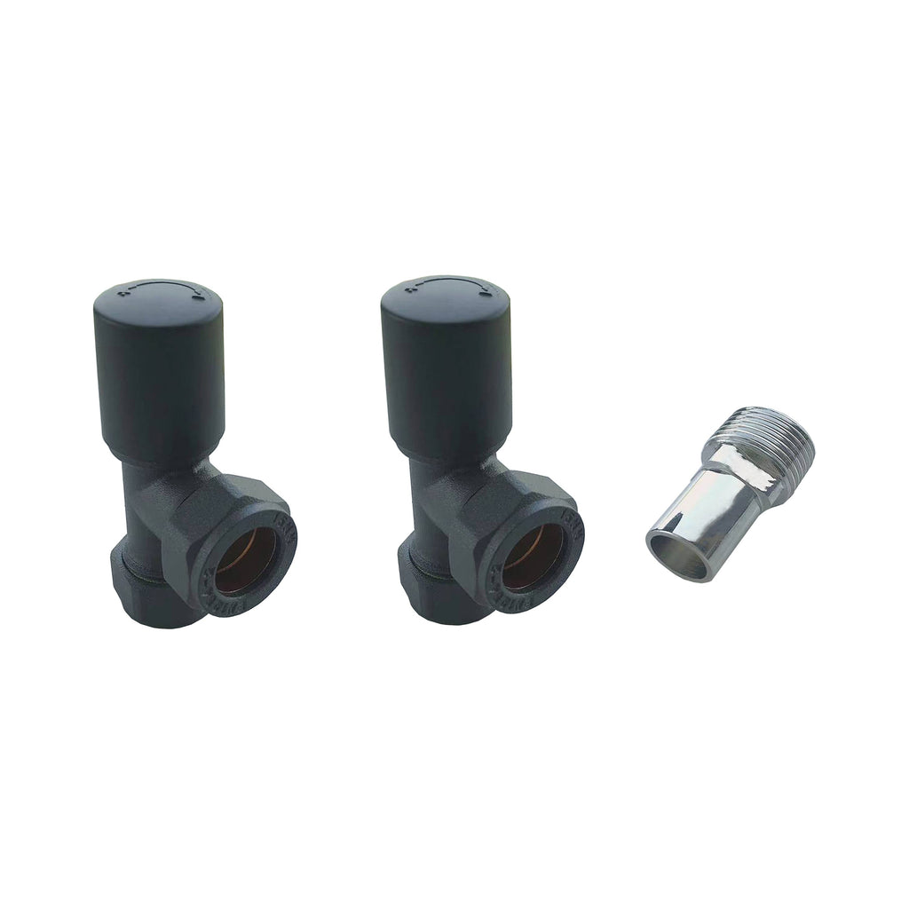 Aver-Growth- Maual Anthracite Radiator 15mm x 1/2 Angled Valves
