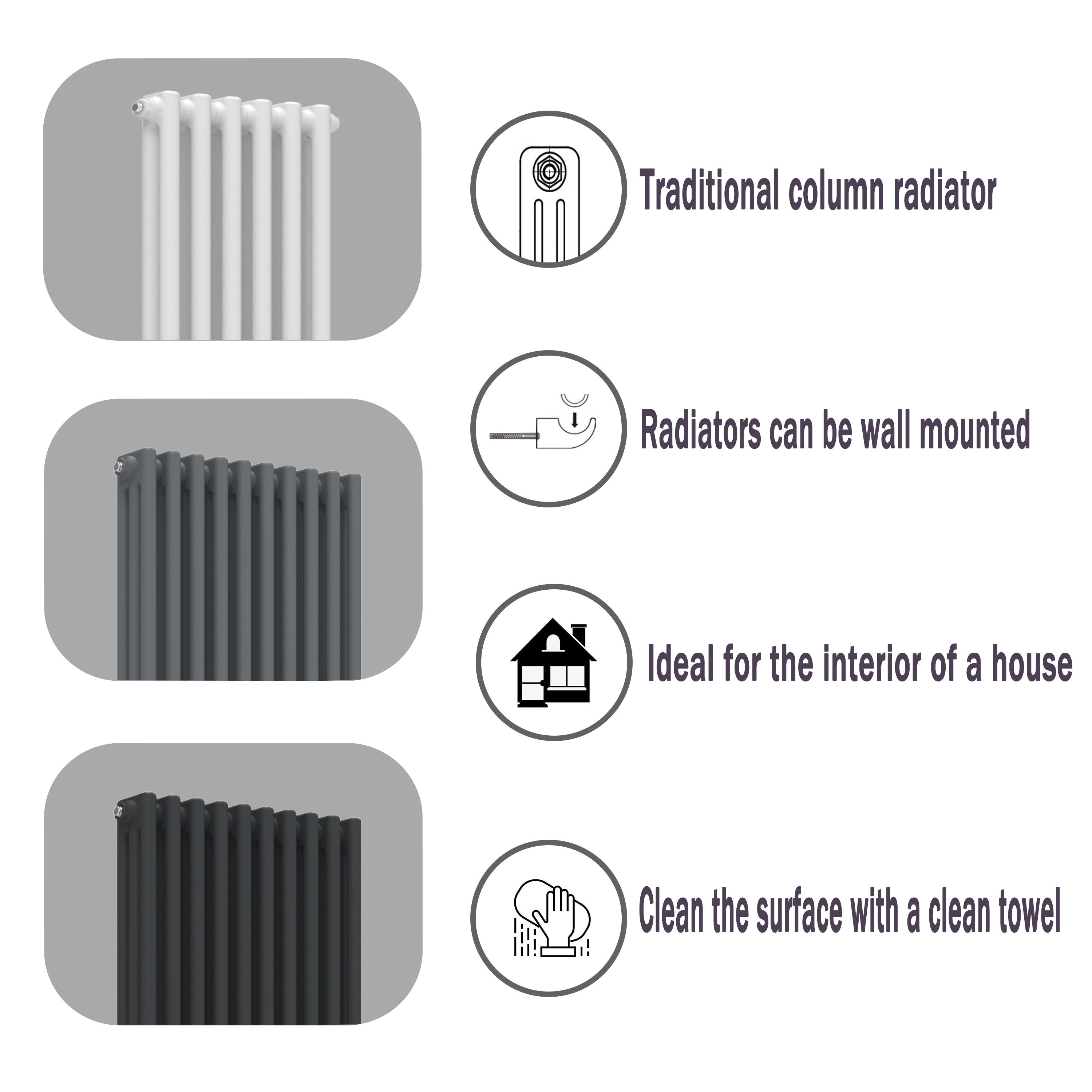 Aver-Growthcast iron style traditional radiator function chart
