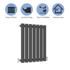 Aver-Growth- Designer Horizontal 600x413mm Single Anthracite Oval Column Radiator