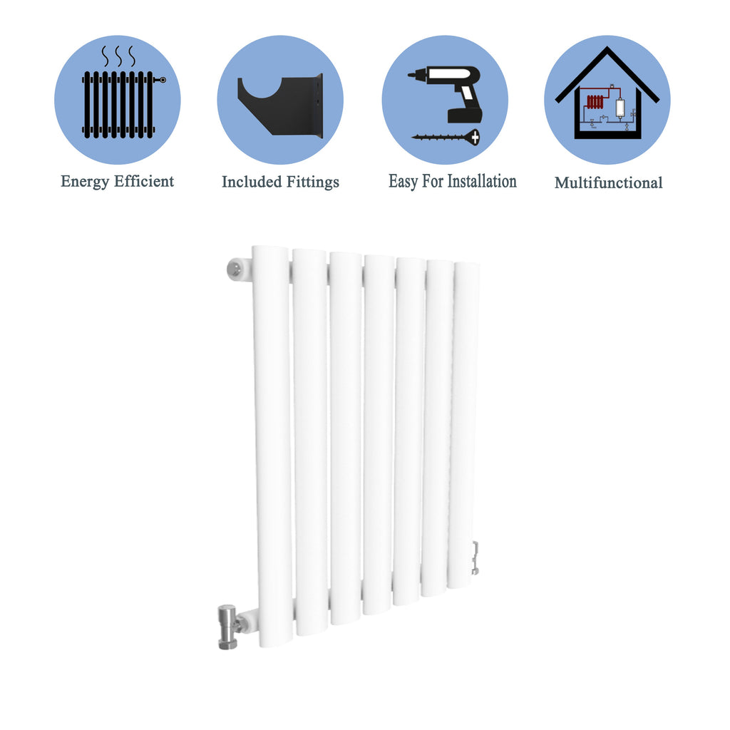 Aver-Growth- Designer Horizontal 600x413mm Single White Oval Column Radiator