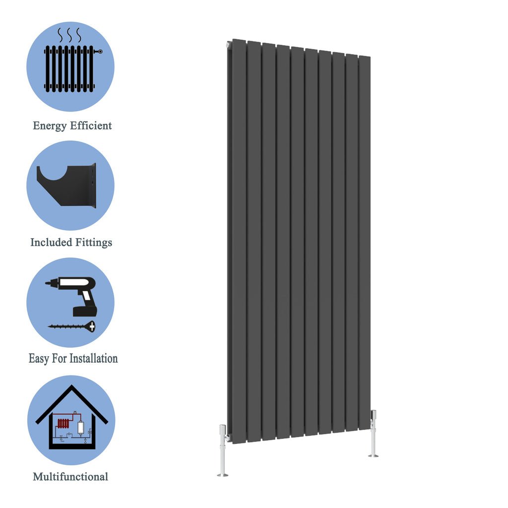Modern Vertical Double Anthracite Flat Panel Radiator