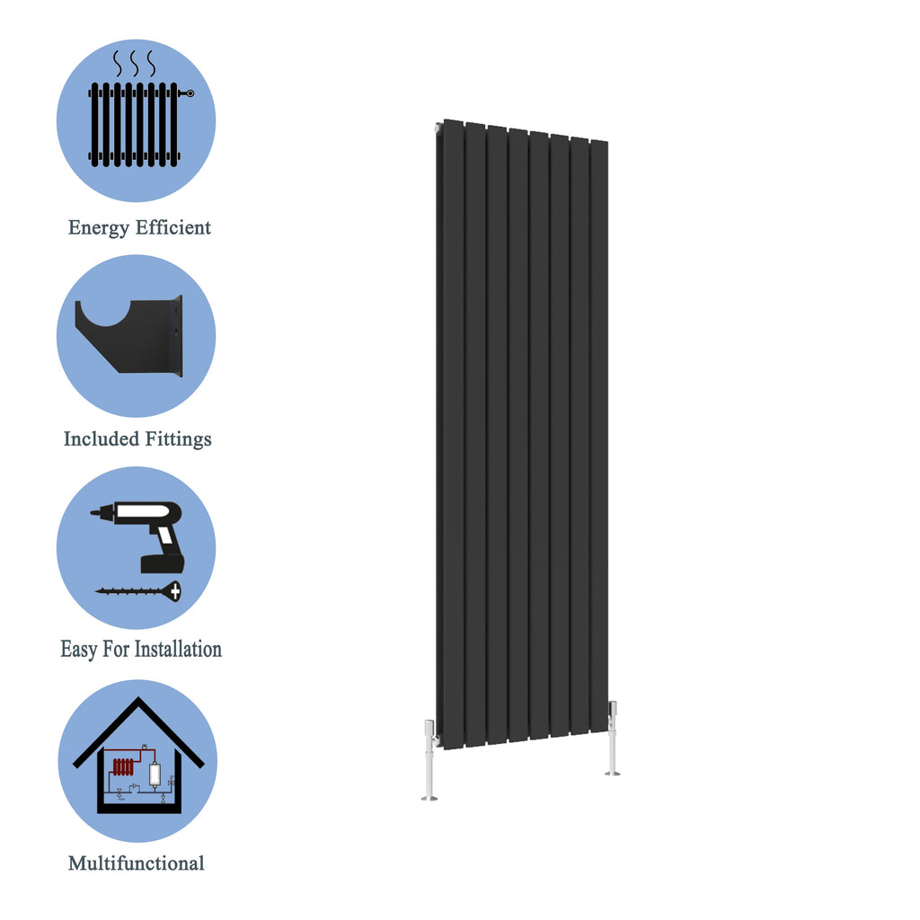 Aver-Growth- Designer Vertical 1600x544mm Double Black Flat Panel Radiator