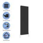 Aver-Growth- Designer Vertical 1600x544mm Double Black Flat Panel Radiator