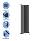 Aver-Growth- Modern Vertical 1800x680mm Single Black Flat Panel Radiator