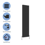 Aver-Growth- Designer Vertical 1800x408mm Double Black Flat Panel Radiator
