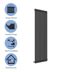 Aver-Growth- Designer Vertical 1800x590mm Single Black Oval Column Radiator
