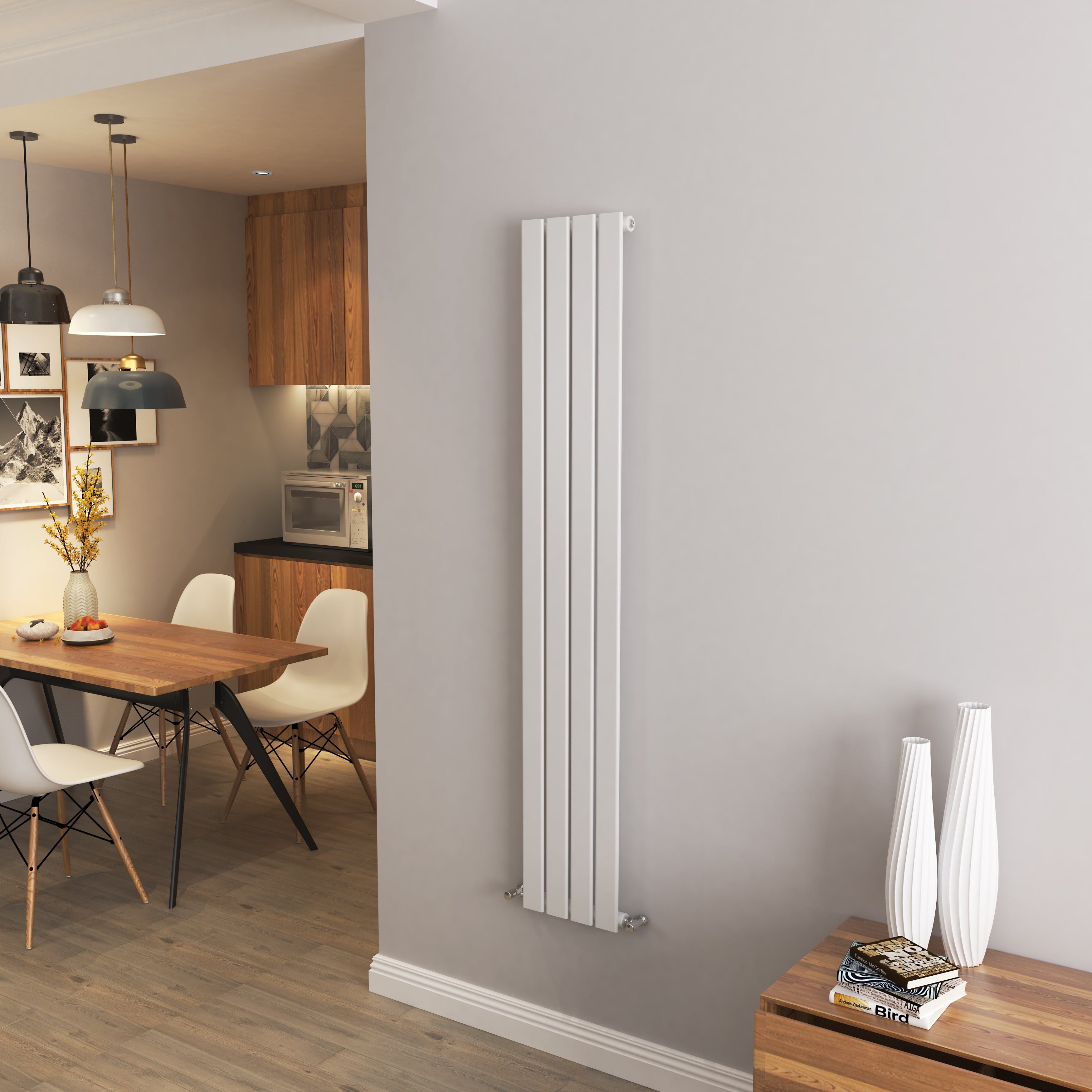AICA - Modern Vertical 1600x272mm Single White Flat Panel Radiator