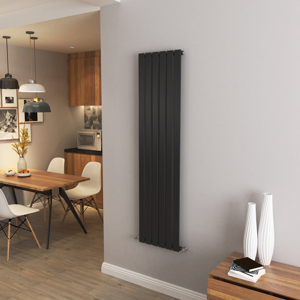 Aver-Growth- Modern Vertical 1600x408mm Single Black Flat Panel Radiator