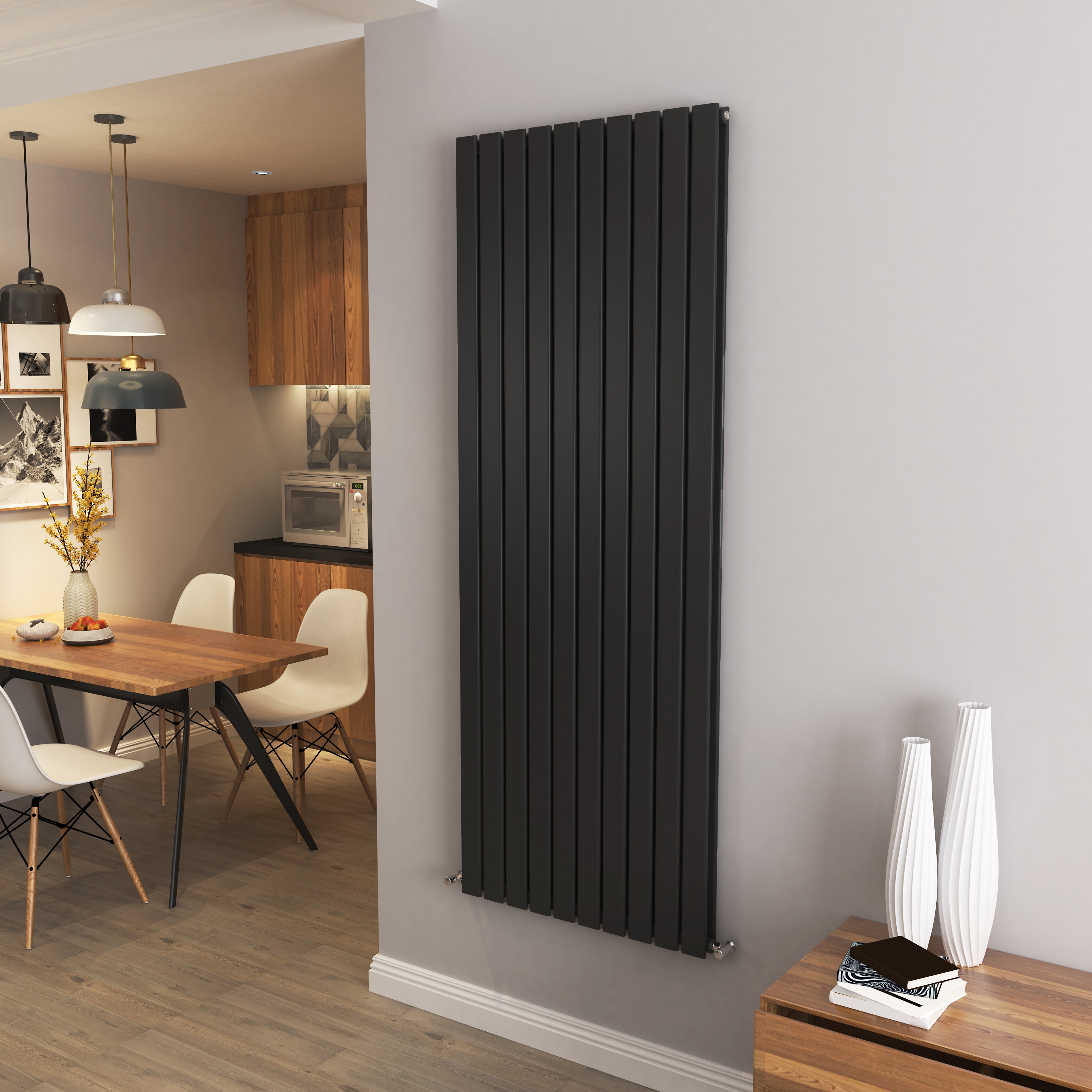 Aver-Growth- Designer Vertical 1800x680mm Double Black Flat Panel Radiator