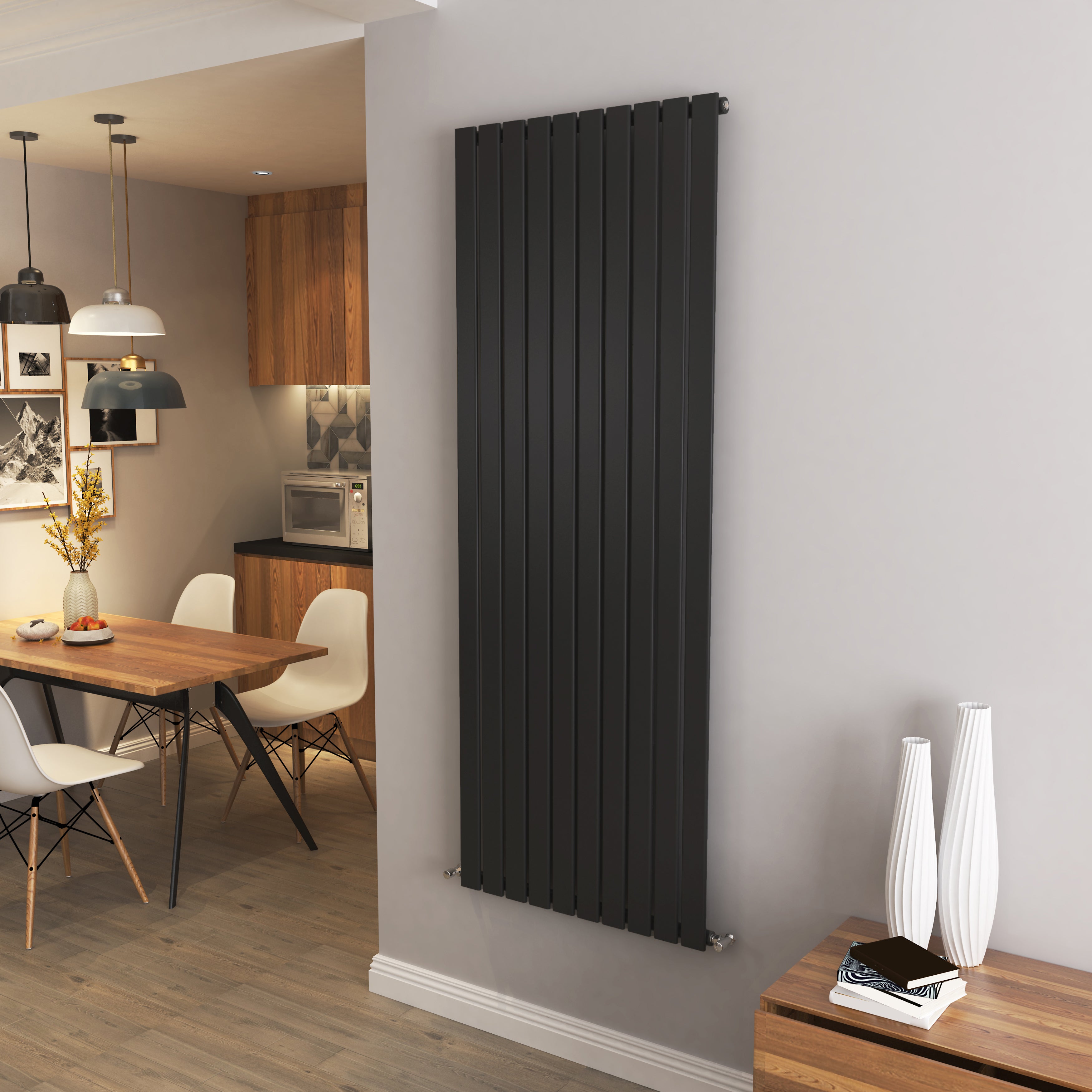 Aver-Growth- Modern Vertical 1800x680mm Single Black Flat Panel Radiator
