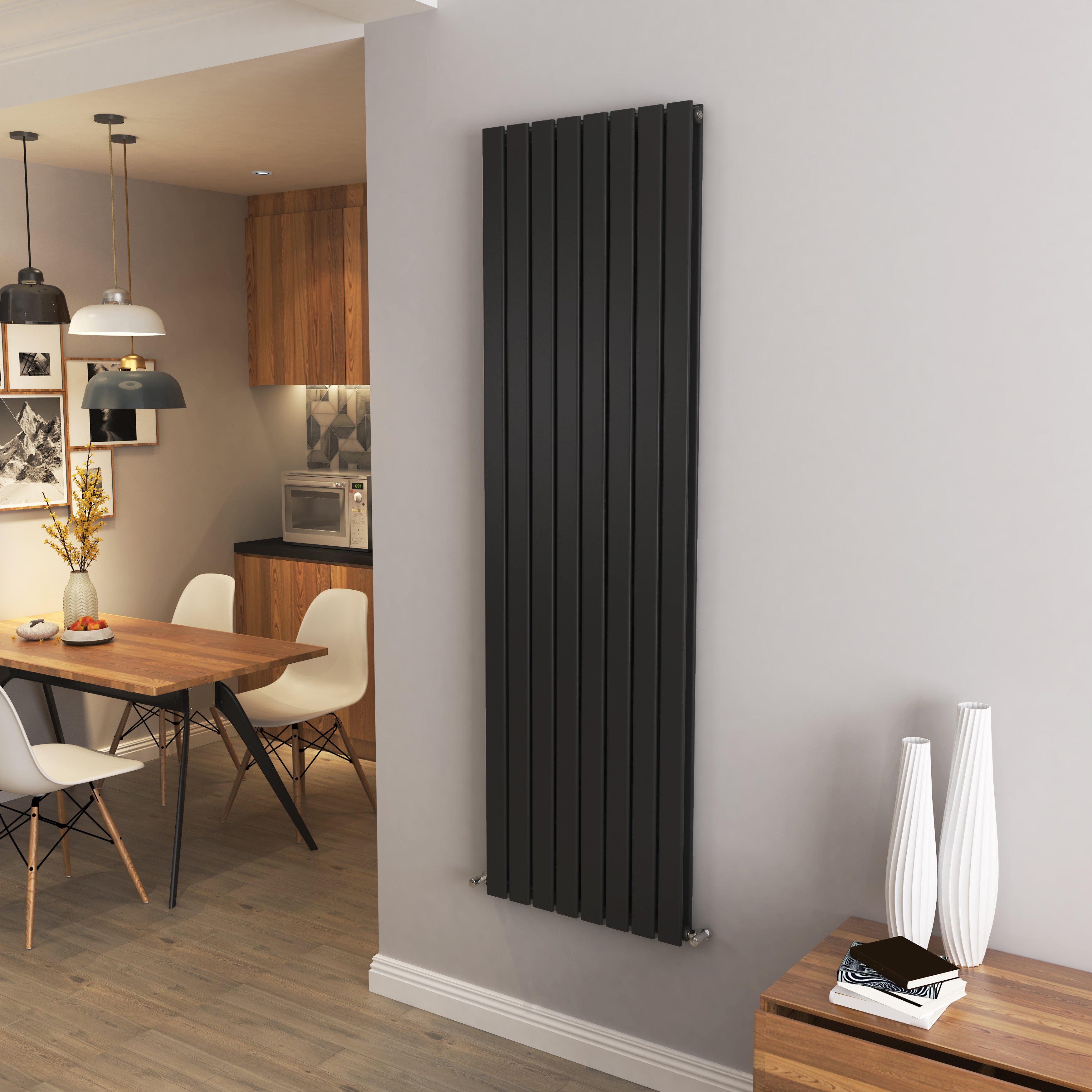 Aver-Growth- Designer Vertical 1800x544mm Double Black Flat Panel Radiator