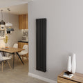 Aver-Growth- Designer Vertical 1600x354mm Double Black Oval Column Radiator
