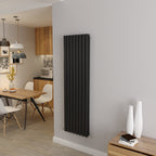 Aver-Growth- Designer Vertical 1600x472mm Double Black Oval Column Radiator