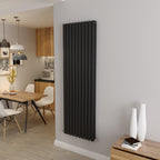 Aver-Growth- Designer Vertical 1800x590mm Double Black Oval Column Radiator