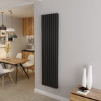 Aver-Growth- Designer Vertical 1800x472mm Double Black Oval Column Radiator