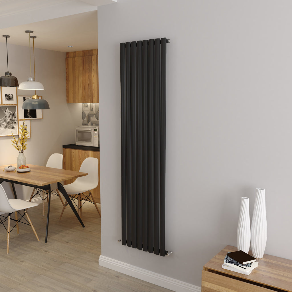 Aver-Growth- Designer Vertical 1800x472mm Single Black Oval Column Radiator