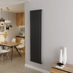 Aver-Growth- Designer Vertical 1800x472mm Single Black Oval Column Radiator