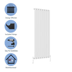 Modern Vertical 1800x680mm Single White Flat Panel Radiator