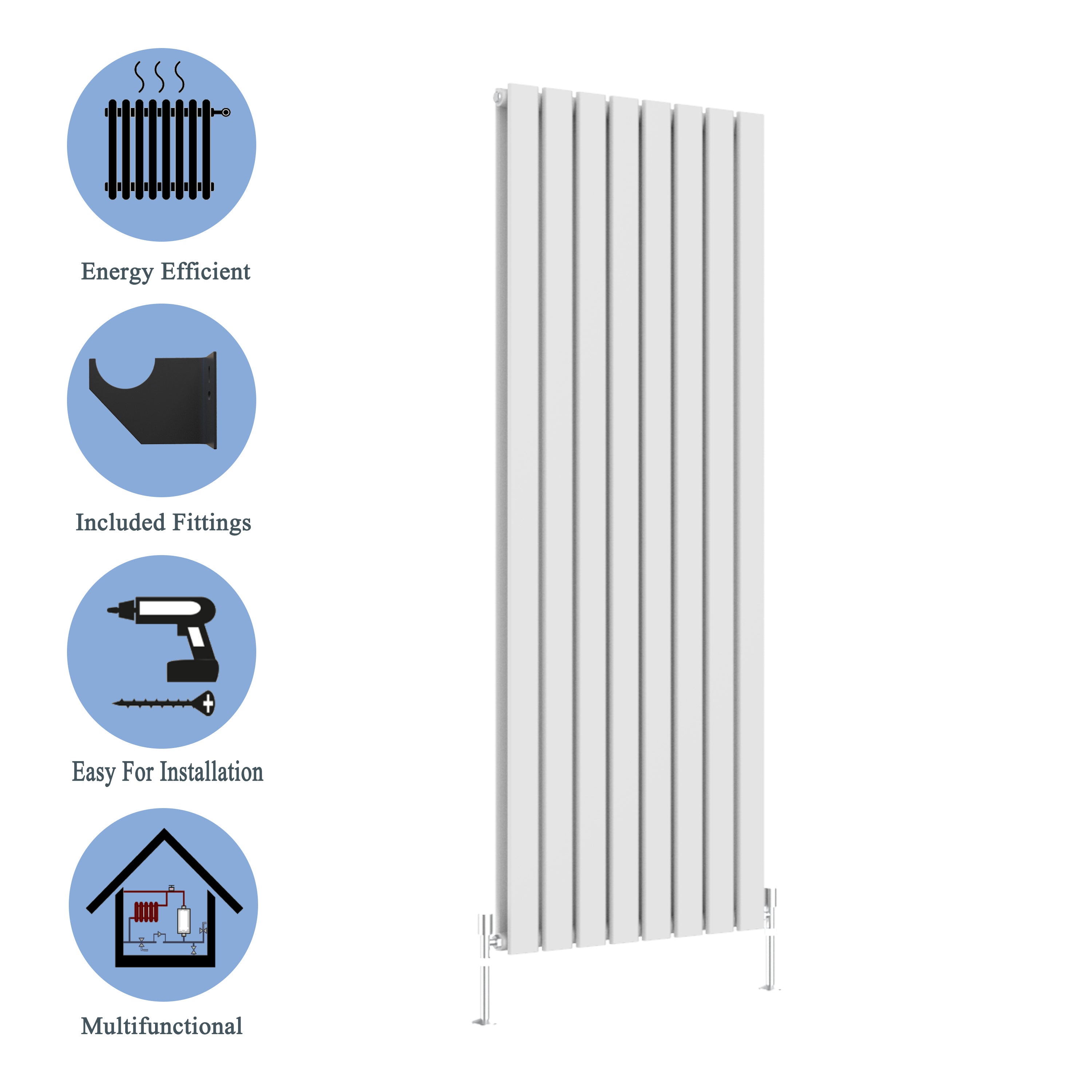 Modern Vertical Double White Flat Panel Radiator